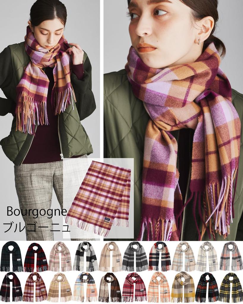 Buyer Pure Cashmere Check 19 Patterns Thick Cashmere Check Large Stole 100% Stole, Available, Men's & Women's, Pattern, (Burgundy) CH60-CH15a