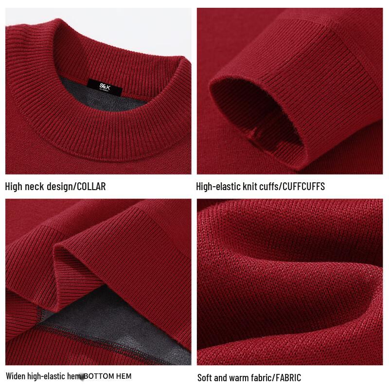 Baleno Men's S&K Heavyweight Fleece Mock Neck Knit Sweater