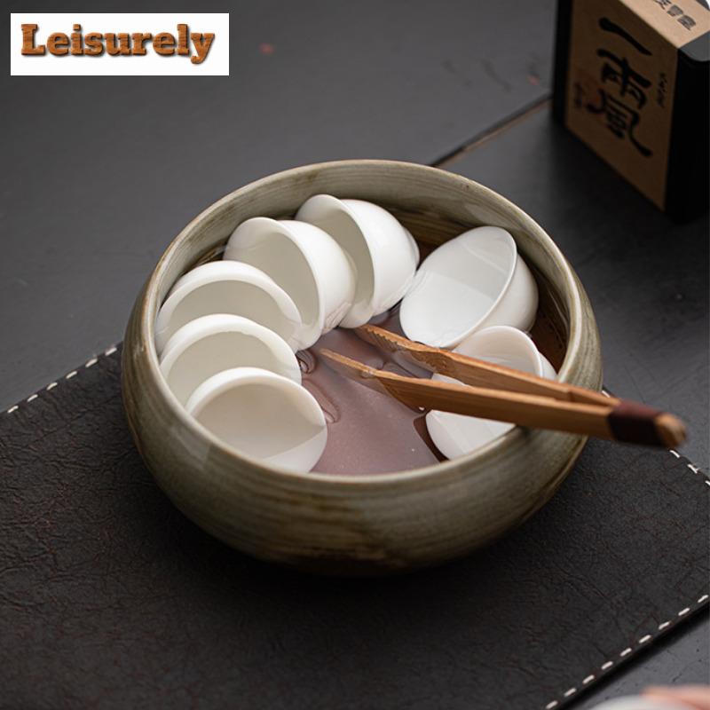 900ml Antique Coarse Pottery Jianshui Washing Cup Bowl Water Washing Slag Tank Household Chaxi Tableware Accessories Ornaments