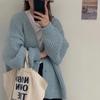 Korean autumn and winter new knitted solid-color sweater women's cardigan casual lazy wind loose soft single-breasted jacket
