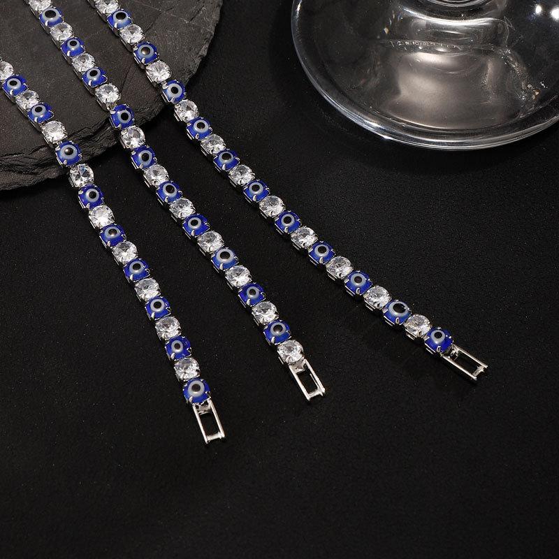 Blaue Böser Blick Verstellbare Zirkonia Tennisarmbänder für Damen Herren Schmuckgeschenke