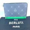 Berluti L-shaped fastener Nino Logo pouch bag Clutch bag PVC/Leather gray/Green