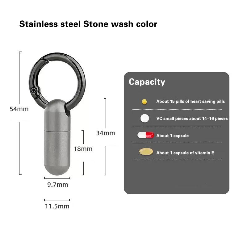 Mini Stainless Steel Sealed Capsule Waterproof Pill Box Camping Firstaid Pendant Travel Outdoor Portable Pill Case
