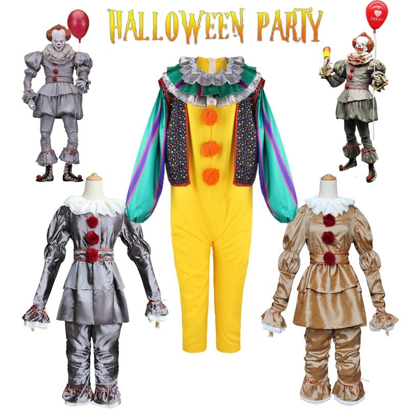 Costume Pennywise Cosplay Kid Stephen Kings It Clown Suit Joker Party Halloween