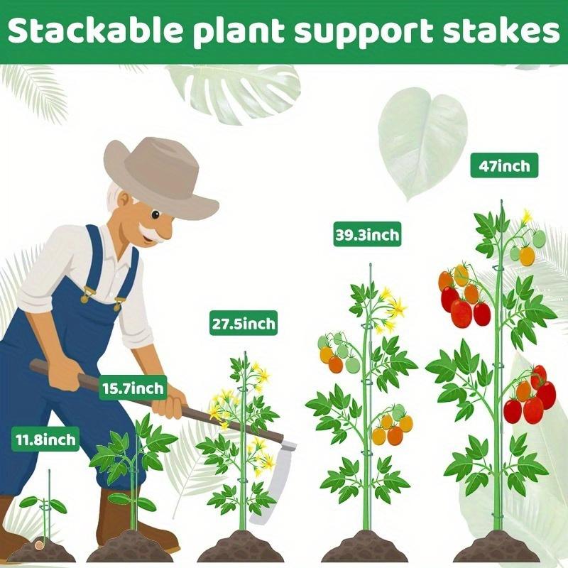 28 Pcs Adjustable Plant Support Sticks with 28 Rings and 14 Connectors for Indoor Outdoor Plants Potted Flowers Tomato Rose.