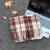 Korean Style Plaid Mohair Scarf - Women's Winter Imitation Cashmere Shawl