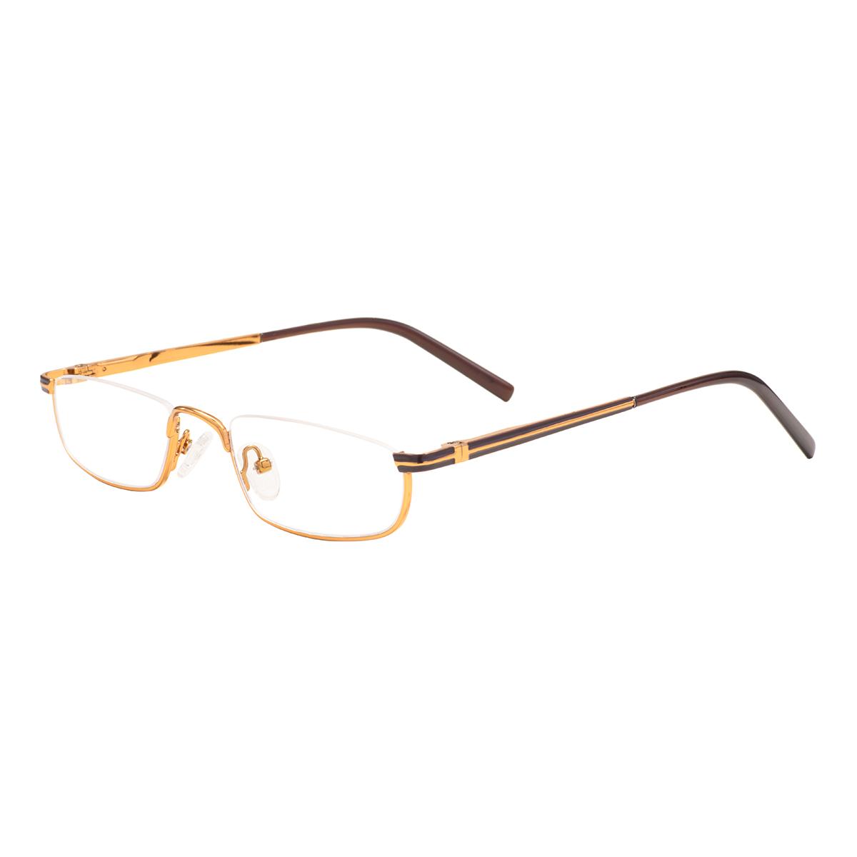 Y2k Retro Half Rim Prescription Glasses Men Women Trendy Metal Rectangle Half-Frame Optical Spectacle INS Cosplay Party Eyewear Single Version&1.56&None коричневый