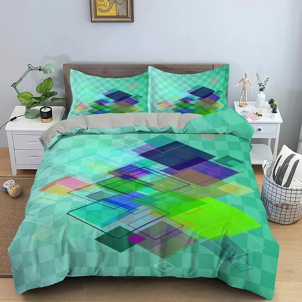 Top Geometry Duvet Cover Colorful Pattern Bedding Set For Bedroom 3D Print Comforter Quilt Covers Useuau Single Double Size
