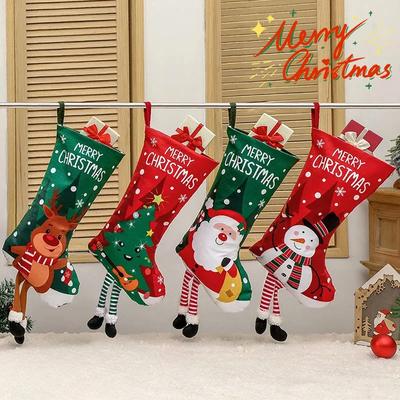 Christmas Santa Snowman Decorative Gift Stocking Ornament for Tree Home Party Scene Arrangement Holiday Hanging Decoration