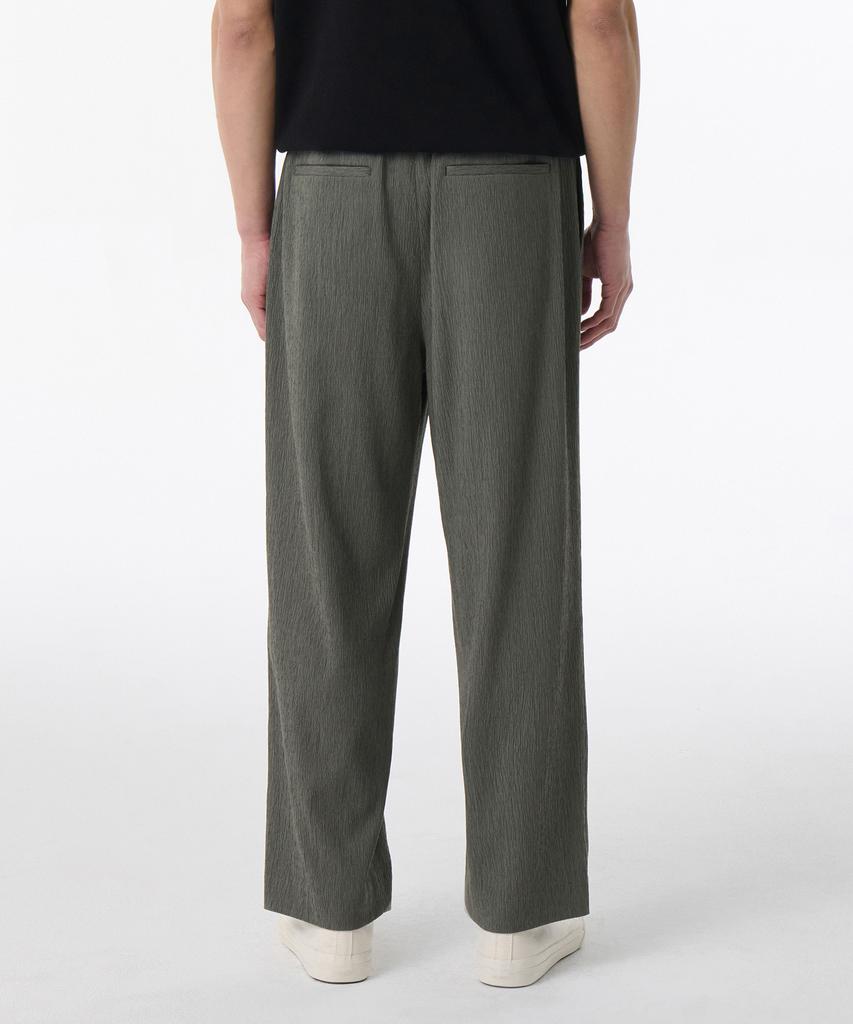 MUSINSA STANDARD Crinkle Loose Tapered Elastic Waist Pants [Khaki Gray]