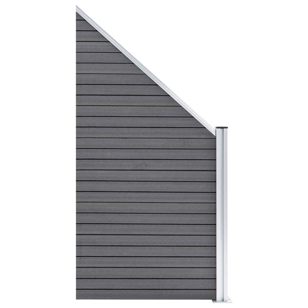 WPC Fence Set: 1 Square Panel + 1 Diagonal Panel 273 X 186 Cm Grey