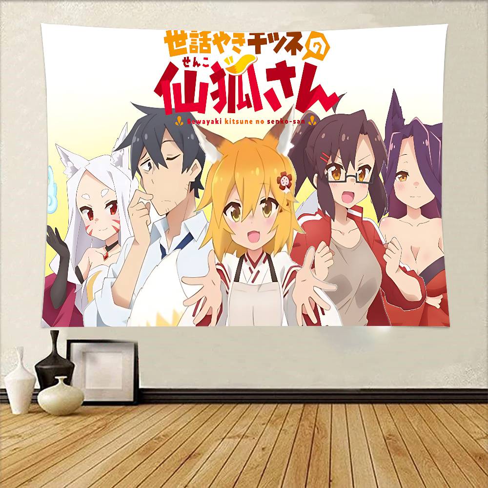 The Helpful Fox Senkosan Tapestry Wall Hanging Printed Polyester Tapestry INS Decoration Wall Decor