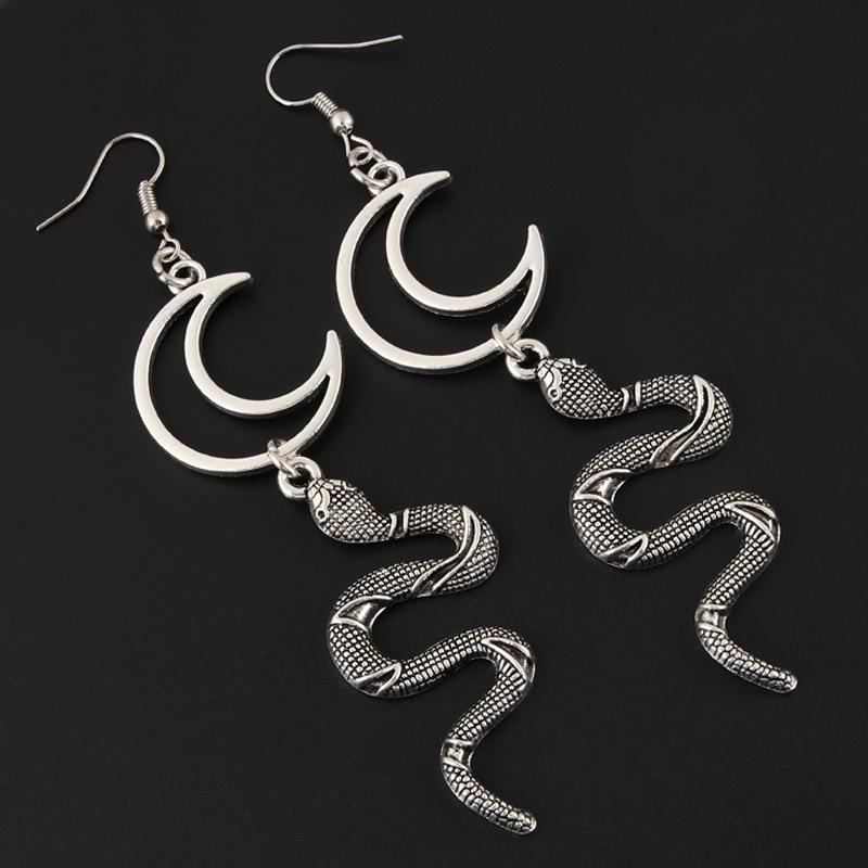 Snake Pendant Retro Exaggerated Ear Hook Earrings - Cool Alloy Jewelry