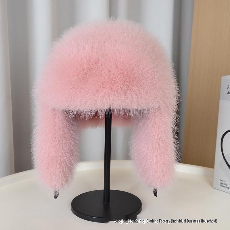 Custom Faux Fur Lei Feng Winter Hat with Earflaps - Thick, Warm, Outdoor Adult Hat with Color Options.