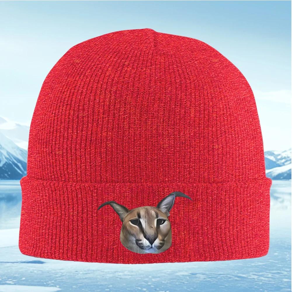 Cat Face Art Graphic Stripes Texture Unisex Women Unisex Knitted Hat Beanie Pullover Cap Winter Thermal Warm Christmas Outdoor Cycl