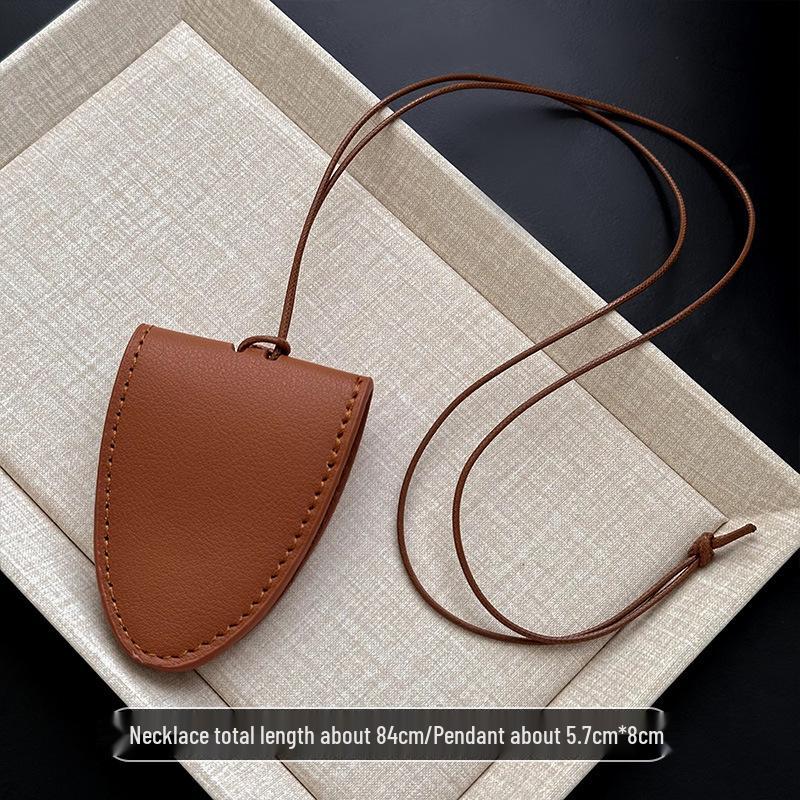 Damen Kunstleder Nackentasche Halskette für Kopfhörer & Brillen mit Schlüsselbein-Kette