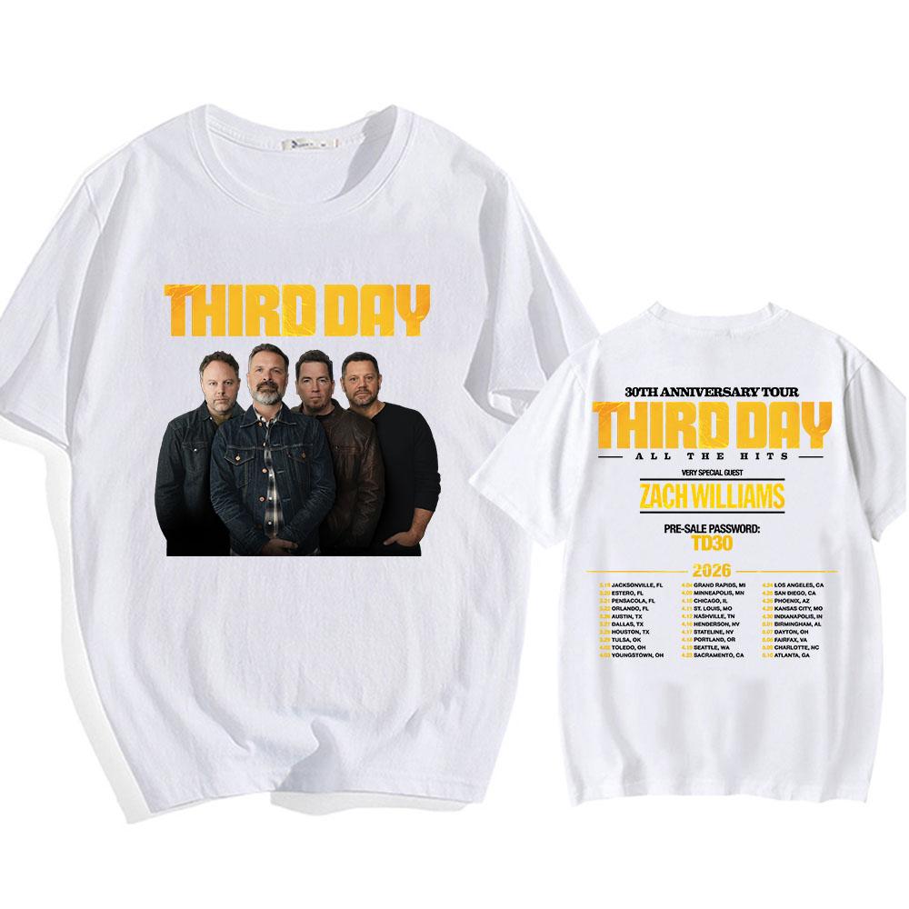 Third Day 30th Anniversary Tour 2026 T-shirt All The Hits Rock Band Fashion Tshirts Short Sleeve Cotton Male T Shirt O-neck Tees XS