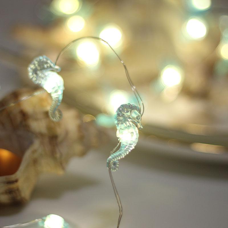 LED Ocean Series Children's Decorative String Lights: Starfish, Seashell, Seahorse, Conch Copper Wire Fasteners.