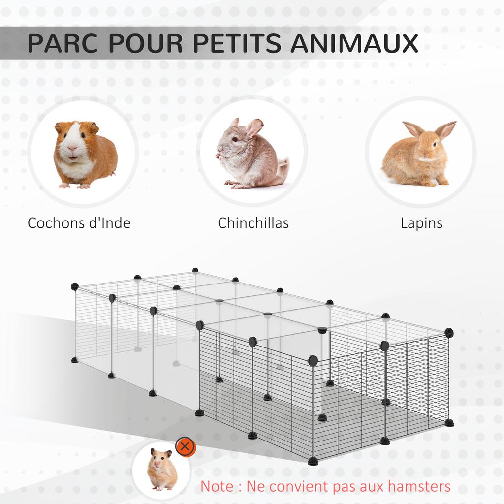 Enclosure for Small Animals DIY Design Modular Cage for Guinea Pigs Rabbits Chinchillas Small Pets 27 Panels Black