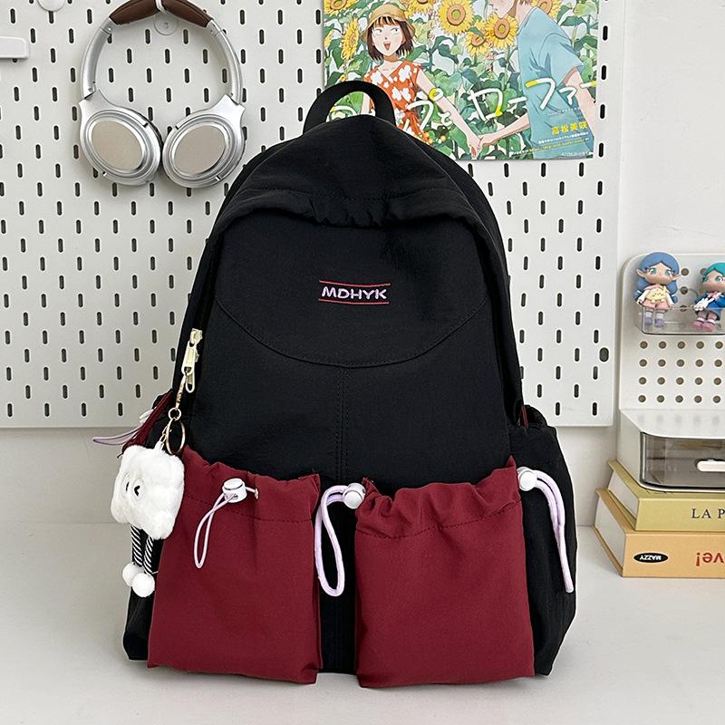 

School bag girls junior high school high school college students fashion color matching computer backpack leisure large capacity class backpack tide single bag чорний