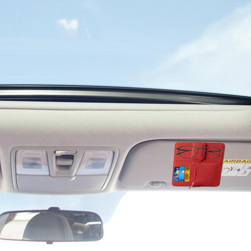 Car Visor Storage Organizer PU Leather Automobile Visor Document Holder Car Document Pockets Multifunctional Car Interior