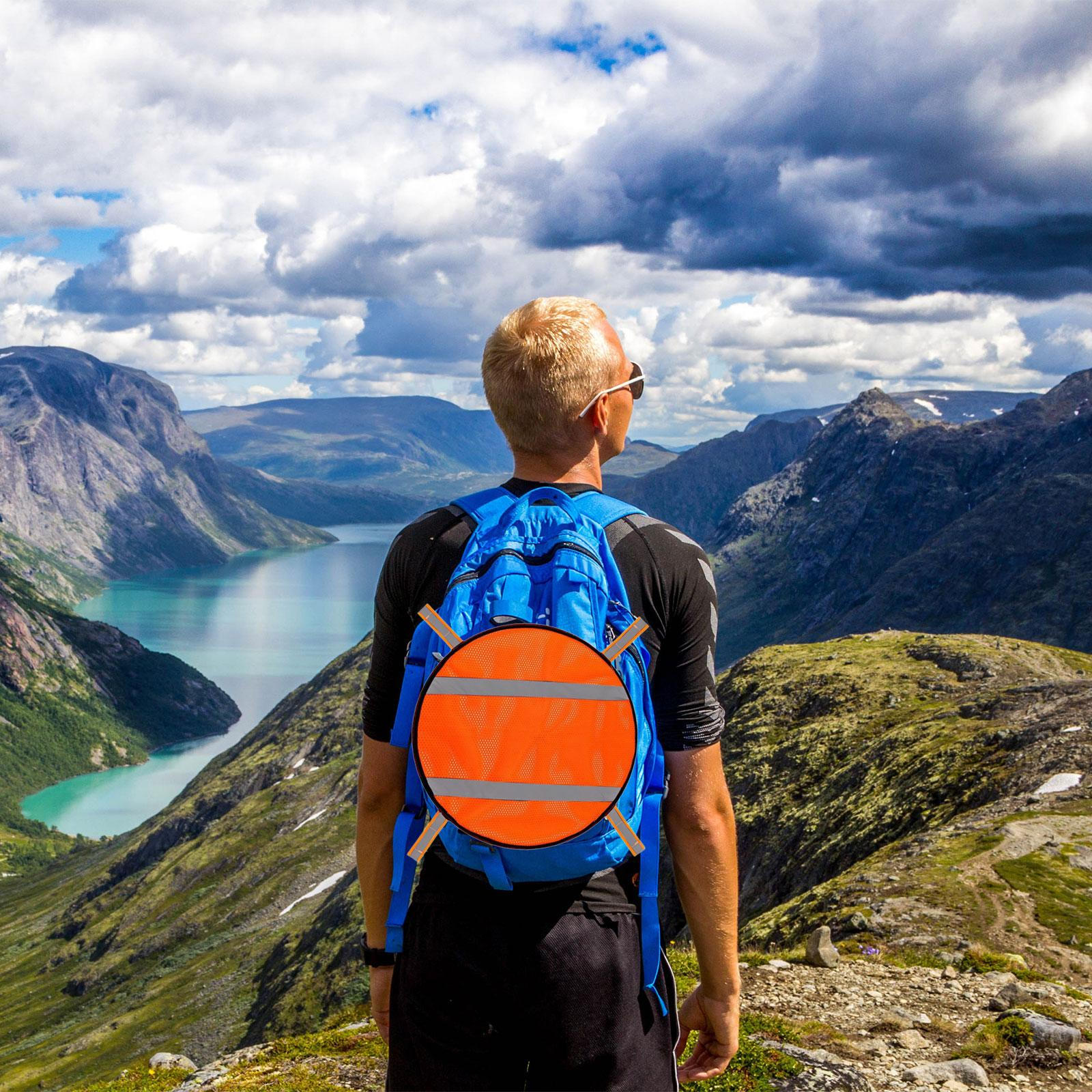 

Blaze Orange Security Panel with Reflective Strips Multifunctional for Tent, Camping, Biking 30x25cm