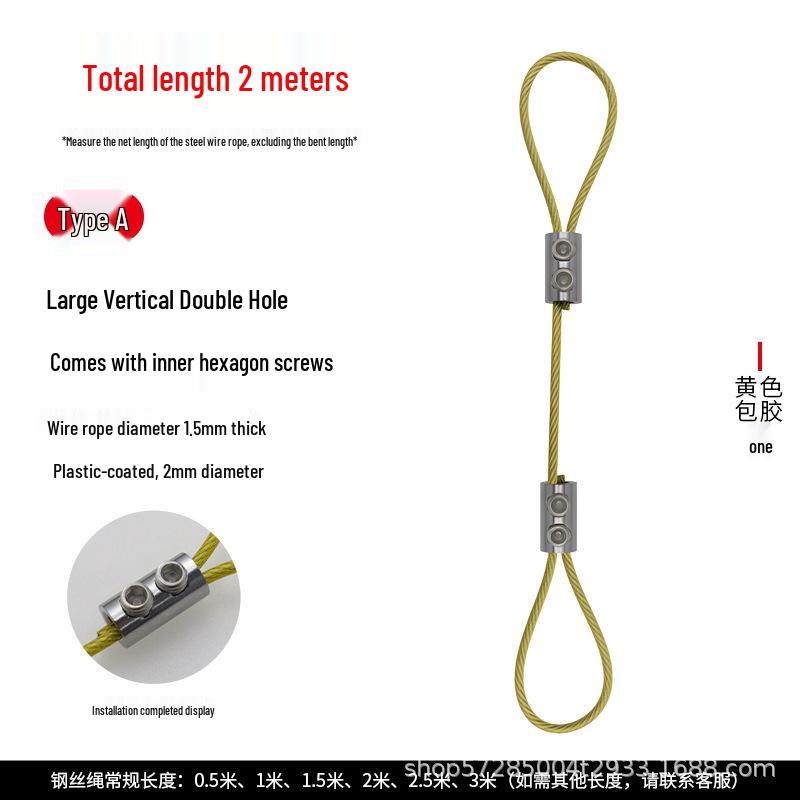 Adjustable Steel Wire Rope with Plastic Coating - Light & Picture Hanging System with Lock Buckle