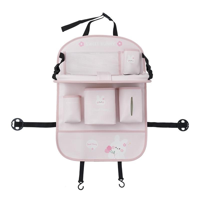 Car Backseat Organizer Hanging Storage Pouch With Tulip Bear Rabbit Design Phone Tablet Dining Table Use