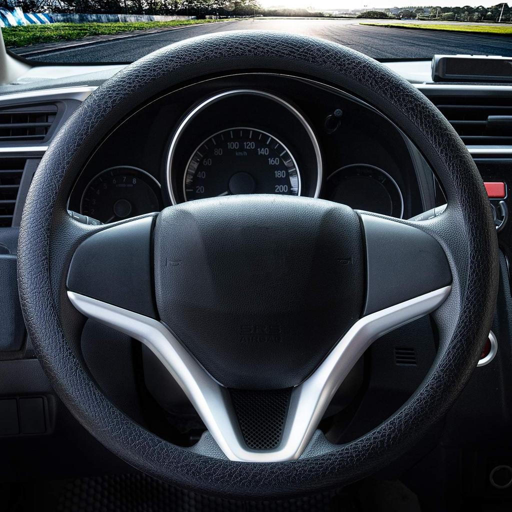 King Company KC-93785 Odorless Premium Quality Soft Silicone Leather Textured Non-Slip Car Decoration Steering Wheel Cover Black