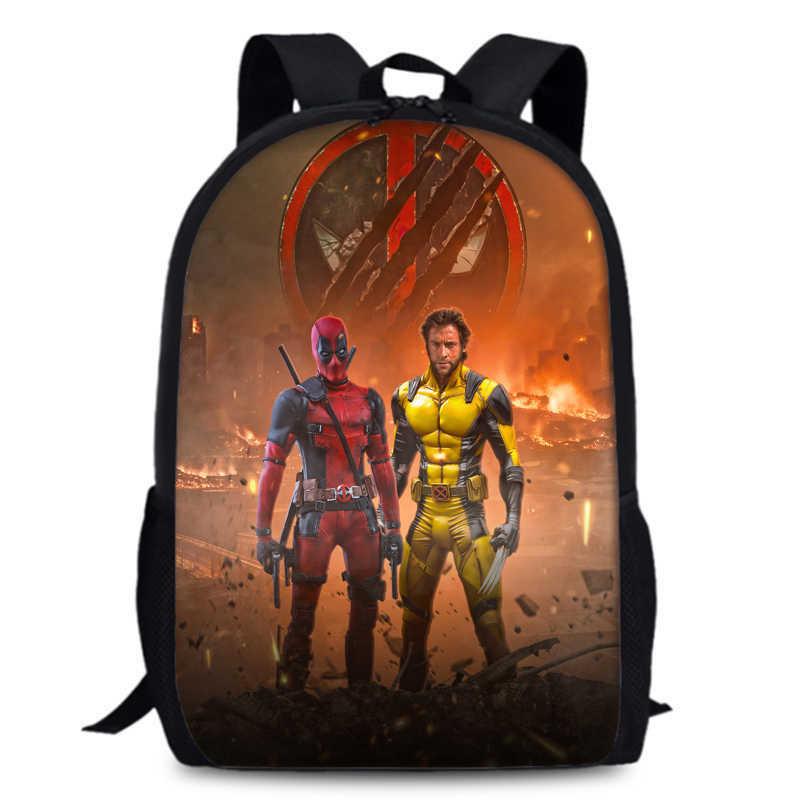 Deadpool Wolverine Backpack 15 Inch Anime Cartoon Lightweight Schoolbag
