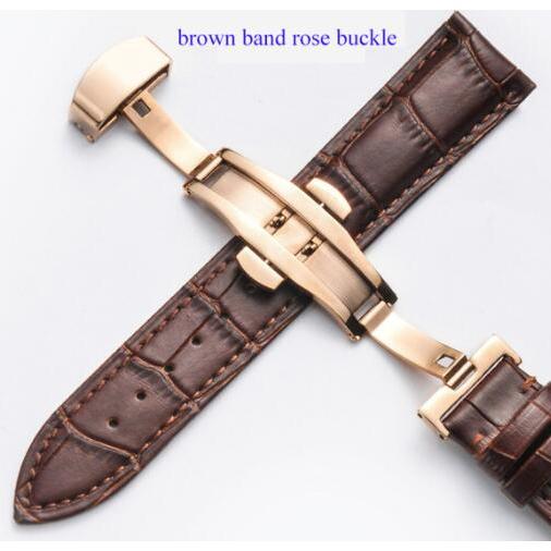 12 13 14 15 16 17 18 19 20 21 22 23 24mm Watch Band For Women Men Wristwatch Straps  Leather Double Press Butterfly Clasp