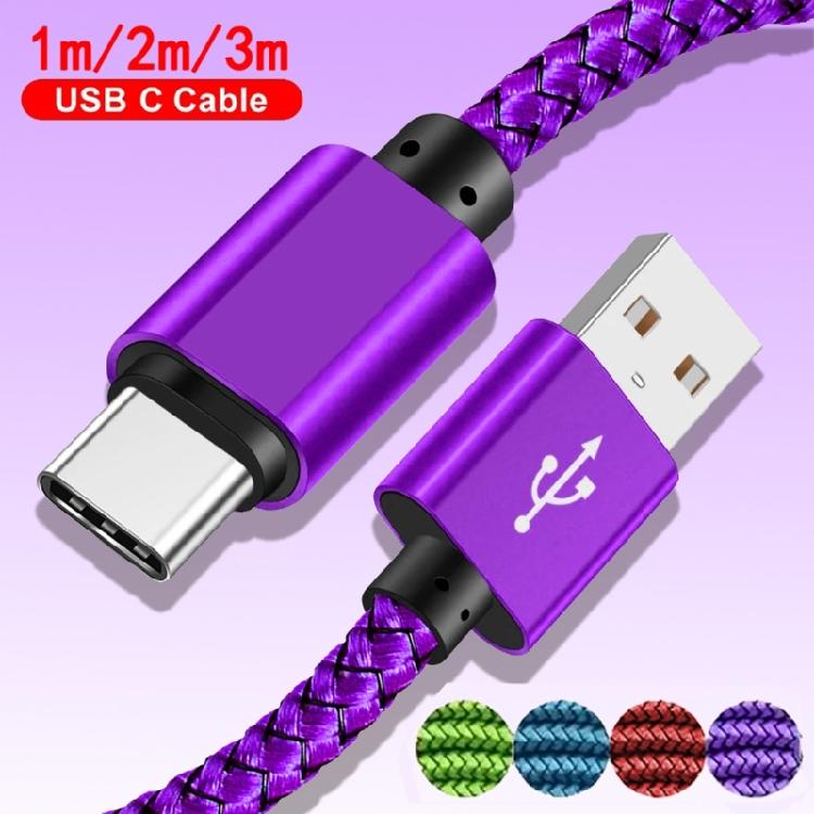 Braided USB C Fast Charge Cable Nylon Cord Flexible 480Mbps for Phones Power Adapters Mobile Device