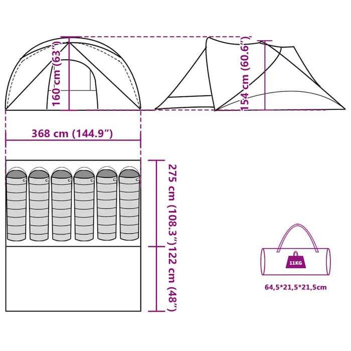 VidaXL Tente de cabine familiale 6 personnes gris imperméable, tente, abri de camping, abri de jardin, tente de camping, 94748
