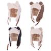Plush Bear Ear Pilot Hat Winter Ear Protection Hat Outdoor Faux Fur Pilot Cap  Unisex