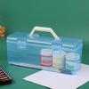 Clear Plastic Storage Box Transparent Desk Organizer Pen Holder with Handle for Home Office School Stationery Storage