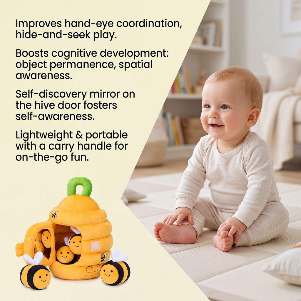Plush Toy Bee House Sensory Fine Motor Skills Interactive Doll For Kids And Parent Play