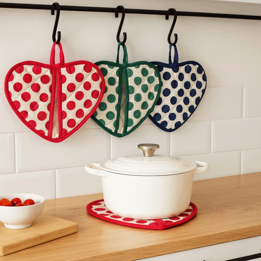 2pcs Thickened Cotton Heat Insulation Pad Polka Dot Coasters Oven Mitts Baking Kitchen