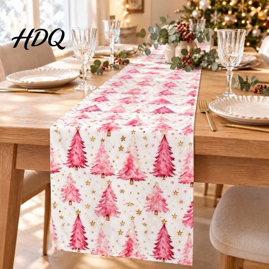 Soft Fabric Table Runner for Home Decor Christmas Runner Xmas Balls Tree Dining Decor Winter Holiday Farmhouse Snowflake Wedding Party Banquet