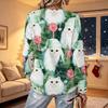 Women's V-Neck Long Sleeve Christmas Printed Lightweight Top for Spring and Summer
