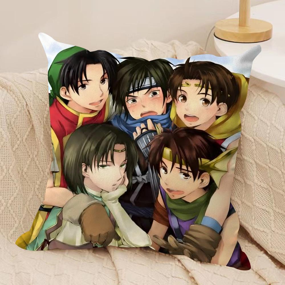 Anime G-Genso S-Suikoden Cushion Cover Soft Plush Double-Sided Printed Sofa Pillow Cushion Cover | Cozy All-Season Decor Gift