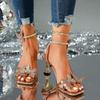 Spring New Foreign Trade Large Size Women's Casual and Comfortable Butterfly Rhinestone Sandals with Thin Heels