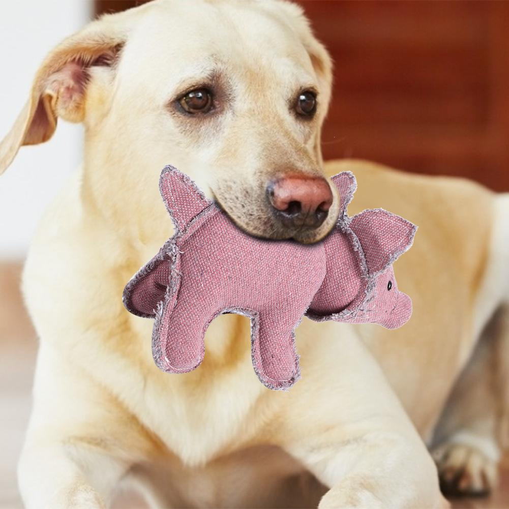 Pet Soft Canvas Fill Cotton Red Pig Shape Teeth Grinding Molar Chewing Biting Interactive Training Toy for Dogs