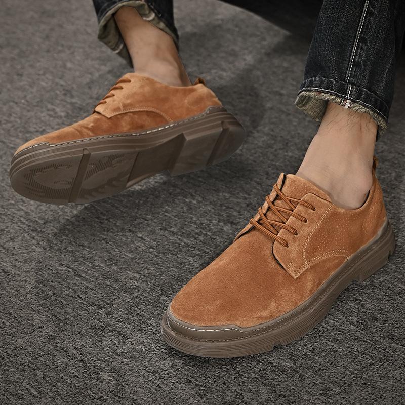 Spring and Autumn New Cowhide Shoes Single Shoes Dress Business Leather Shoes Lace Up Tide Shoes Season Low Top Tooling Shoes Students