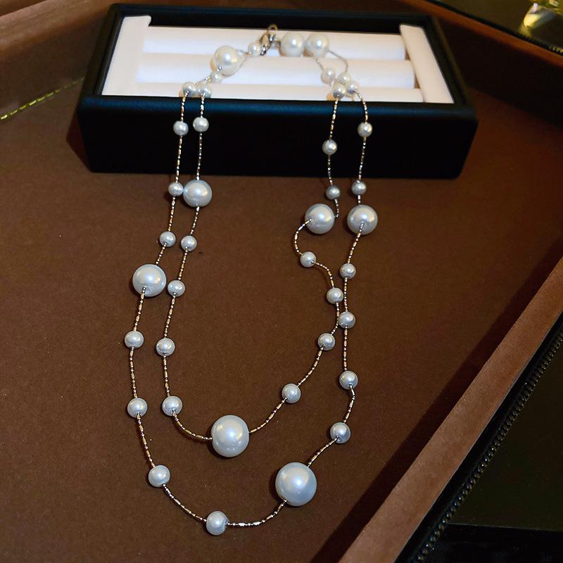 Неправильная жемчужная бахромчатая цепочка на шею Европейская и американская легкая роскошь длинная цепочка на ключицу универсальная цепочка для свитера