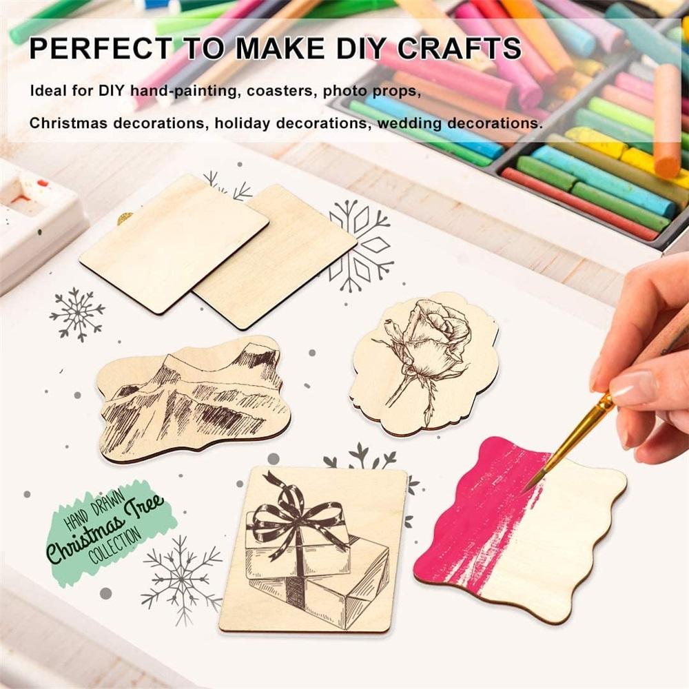 Decorazioni in legno non finite, Fai da te 32 pezzi 4x3 pollici pezzi di legno irregolari creativi vuoti, adatti per lavoretti fai da te, pittura, pirografia e scrittura