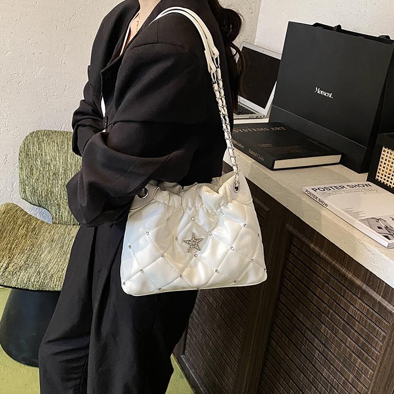 Rhombus Chain Bag Women's New Trendy Autumn Fashion Armpit Bag Versatile Messenger Bag Bag