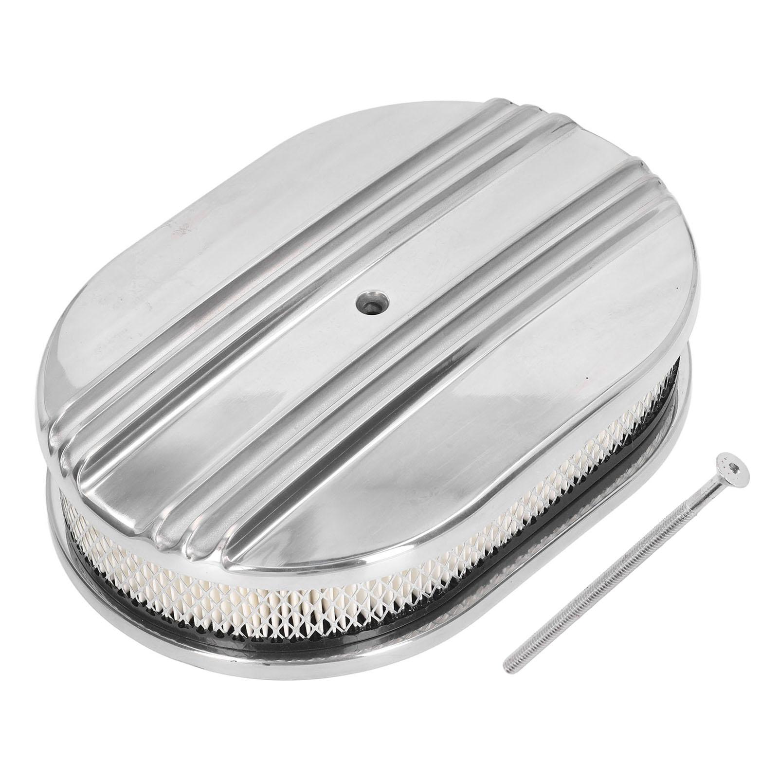

12in Air Cleaner Oval Half Finned Polished Aluminum Alloy Fits for 5 1/8in Carburetors Car Oval Air Filter 12in Car Air Filter