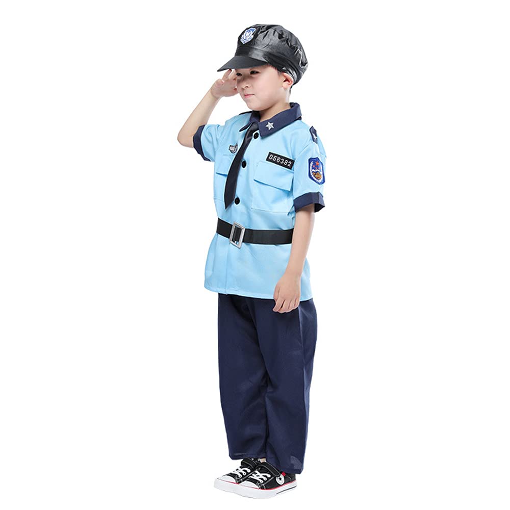 Lhyxuuk Police Uniform Cosplay Costume for Suitable for Police Officers Size Kids, Halloween, (Boys, S)