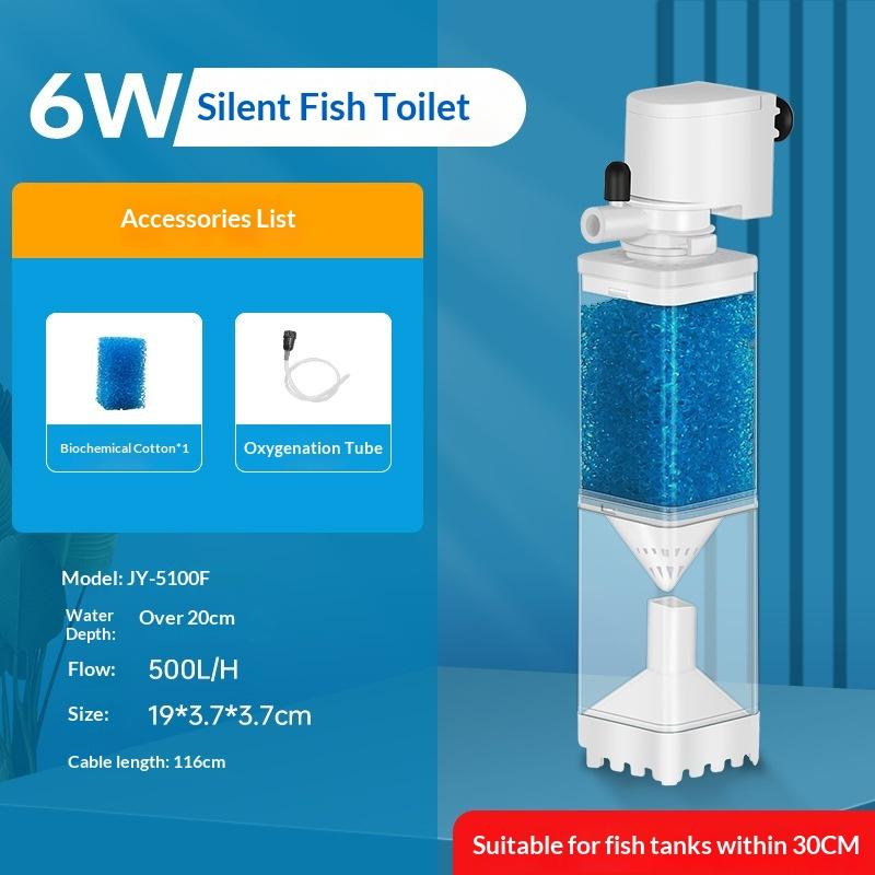 

6-в-1 Фильтр-насос для аквариума, Погружной, Тихий, Аэратор кислорода, Внутренний фильтр-насос для аквариума, Генератор волн, 220 В