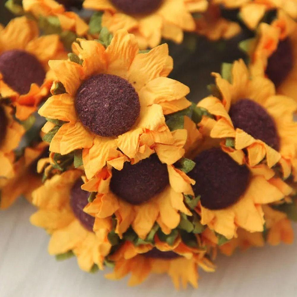 100pcs Handmade Artificial Sunflower Paper Flower Realistic Fake Flower  Wedding